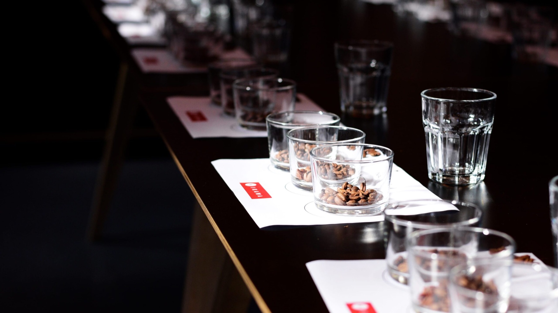 Cupping glasses with roasted samples
