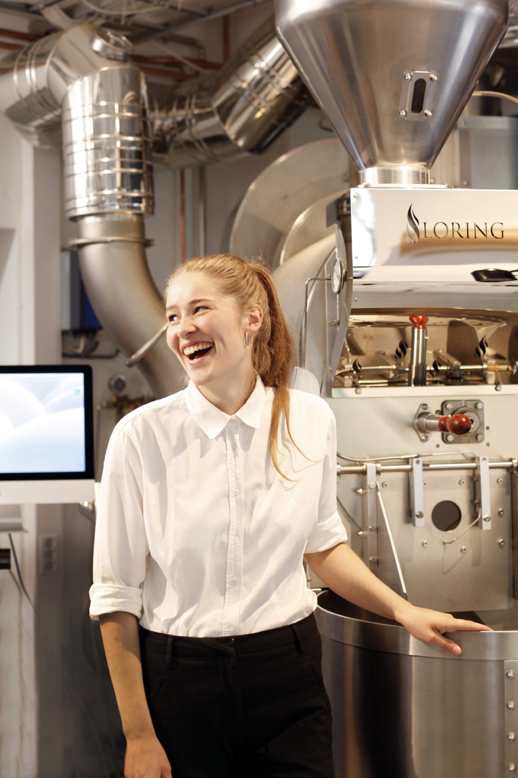 Roaster at work on a Loring machine